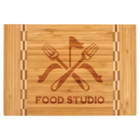 12" x 8 1/4" Bamboo Cutting Board with Butcher Block Inlay