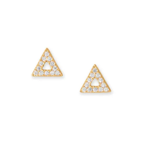 14 Karat Gold Plated Triangle Stud Earrings