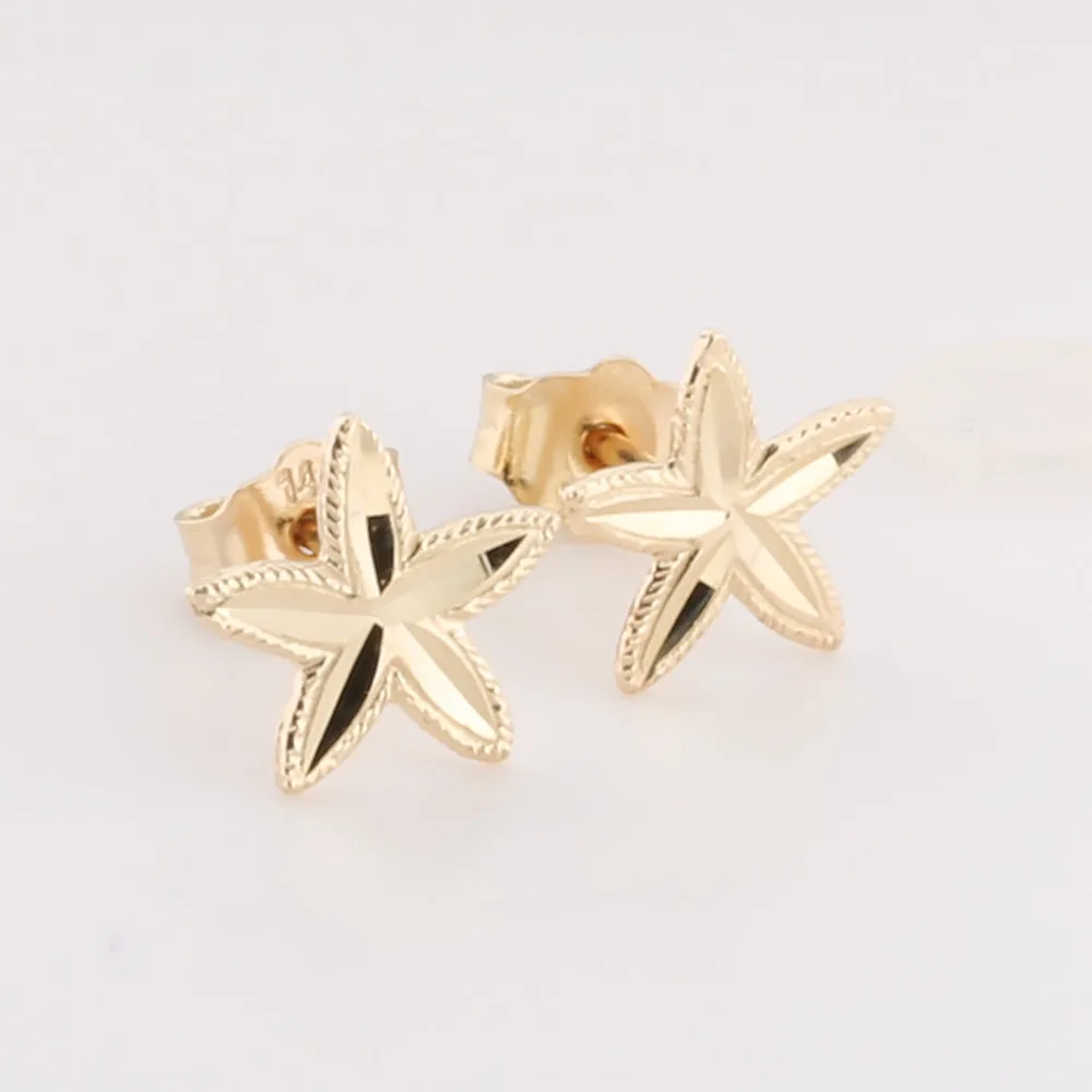 14K Yellow Gold Starfish Post Earrings