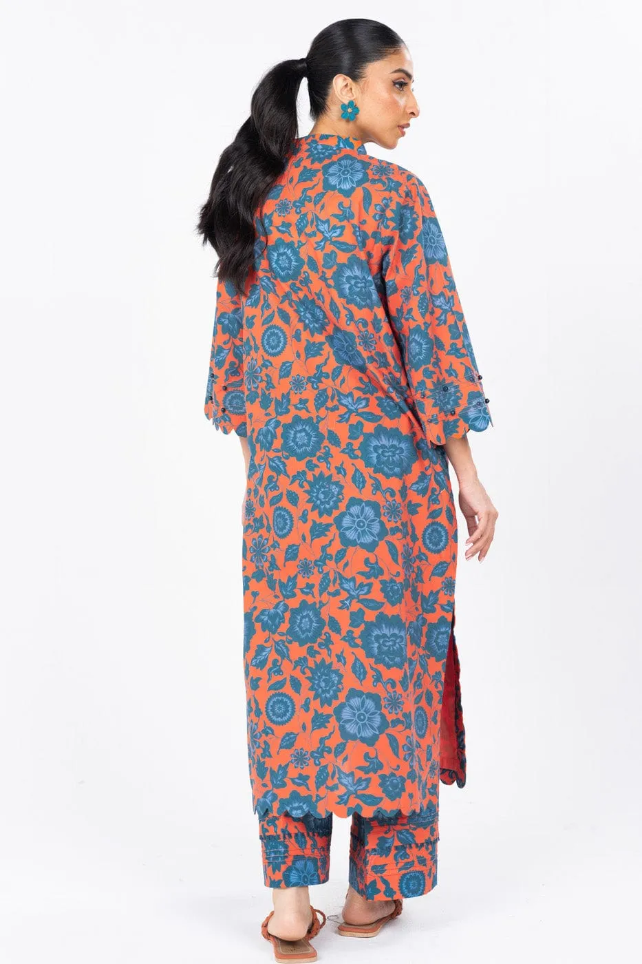 2 Pc Printed Cambric Suit With Printed  Cambric Trouser