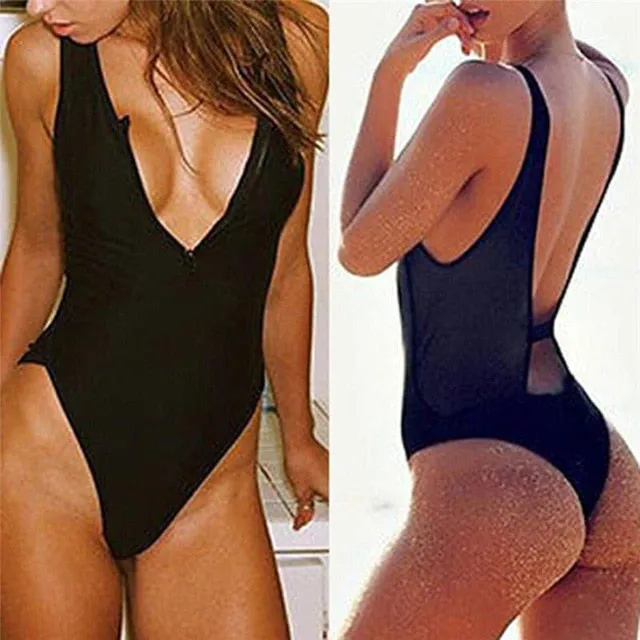 2021 New!!! Women's Sexy Backless Zipper One Piece Swimsuit Sizes S - XL