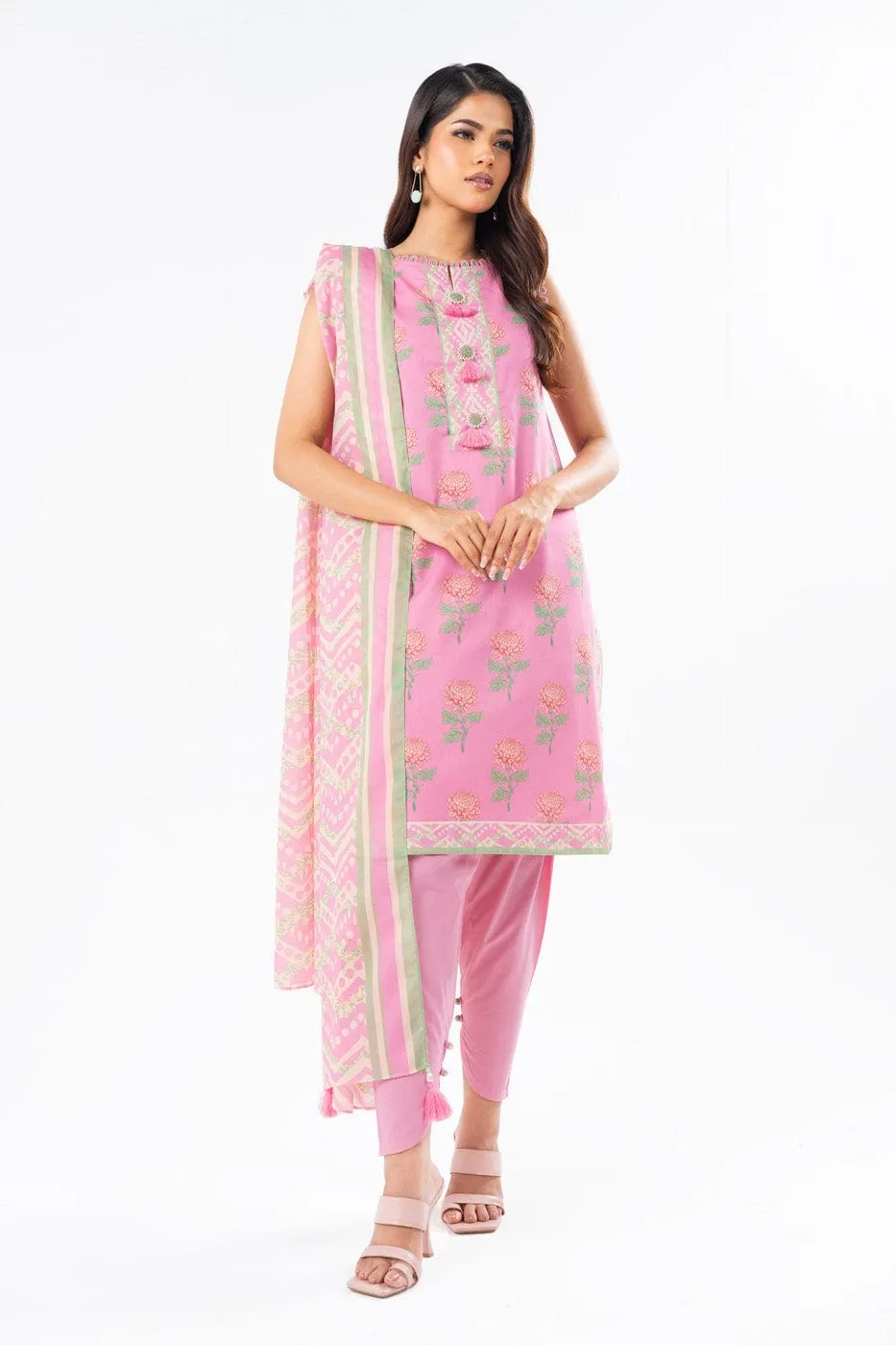 3 Pc Printed Lawn Suit With Printed Lawn Dupatta