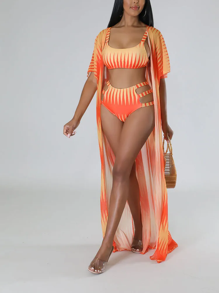 3PC Cut Out Swimsuit Set