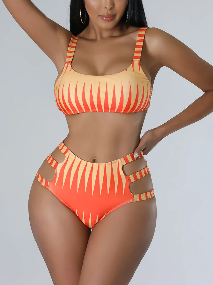 3PC Cut Out Swimsuit Set