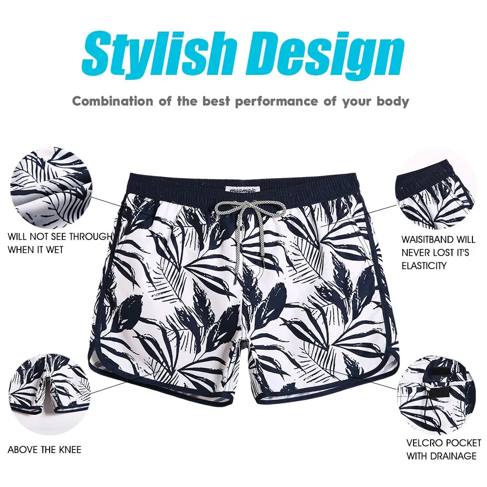 4.5 Inch Inseam Vintage Ink Painting Swim Trunks