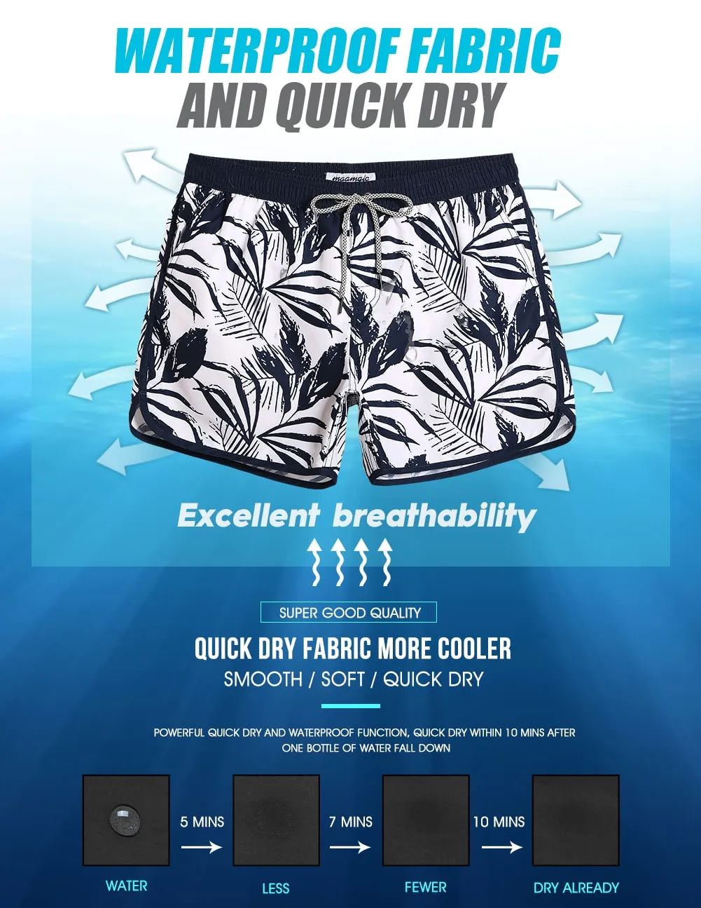 4.5 Inch Inseam Vintage Ink Painting Swim Trunks