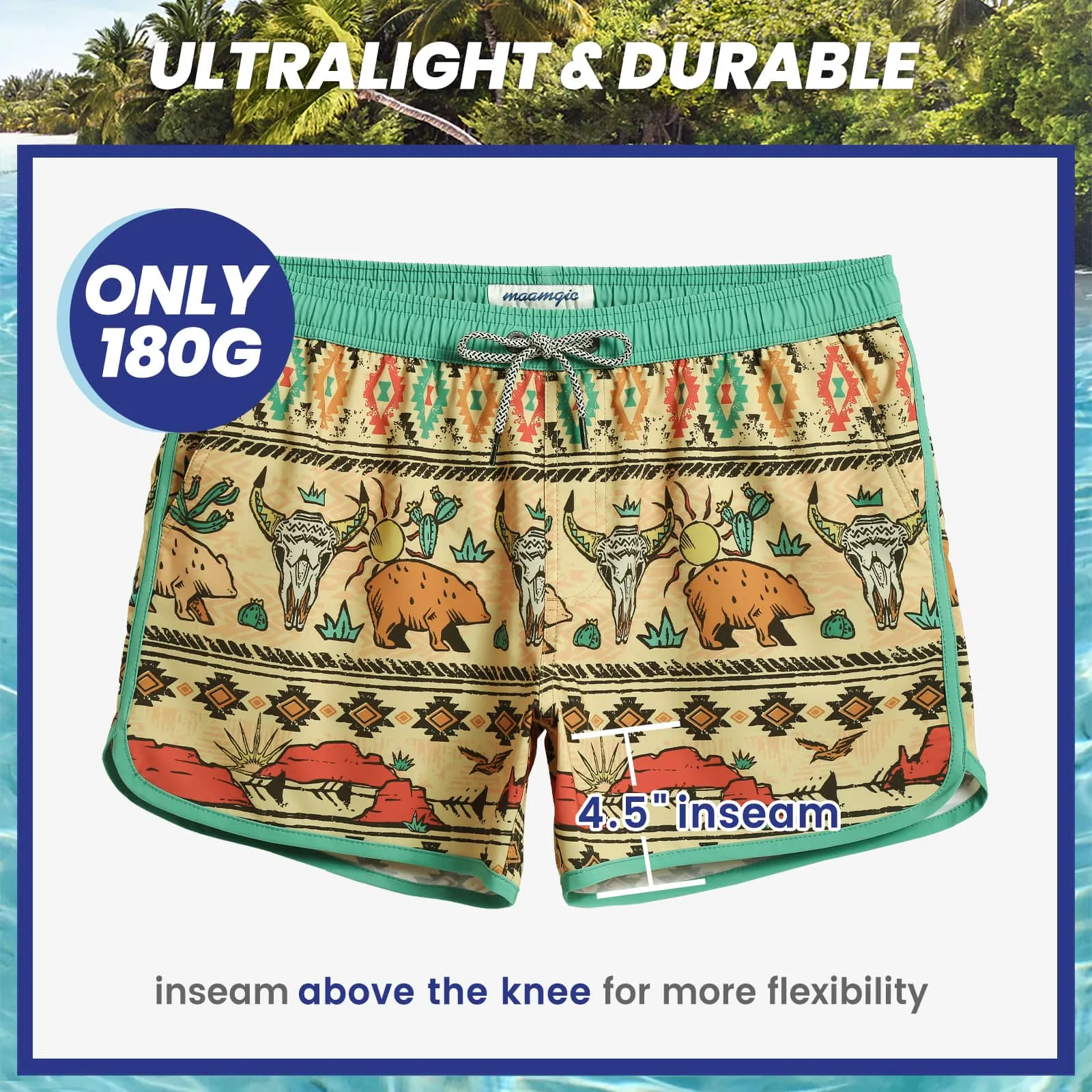 4.5 Inch Inseam Vintage Stretch Desert Gobi Swim Trunks