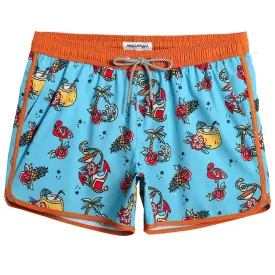 4.5 Inch Inseam Vintage Stretch Flower Holiday Swim Trunks