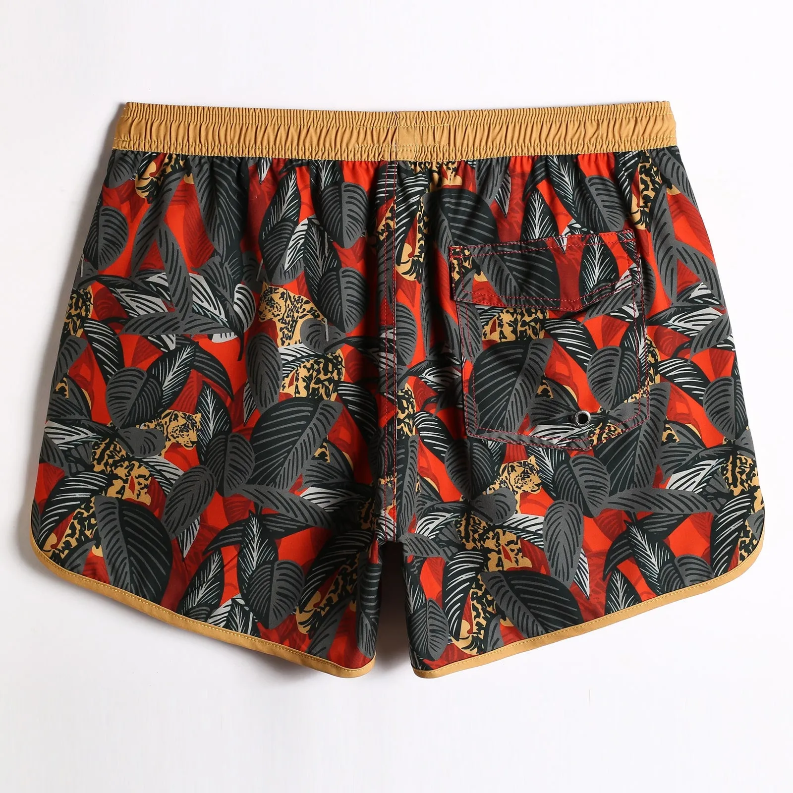 4.5 Inch Inseam Vintage Stretch Leopard Infested Swim Trunks