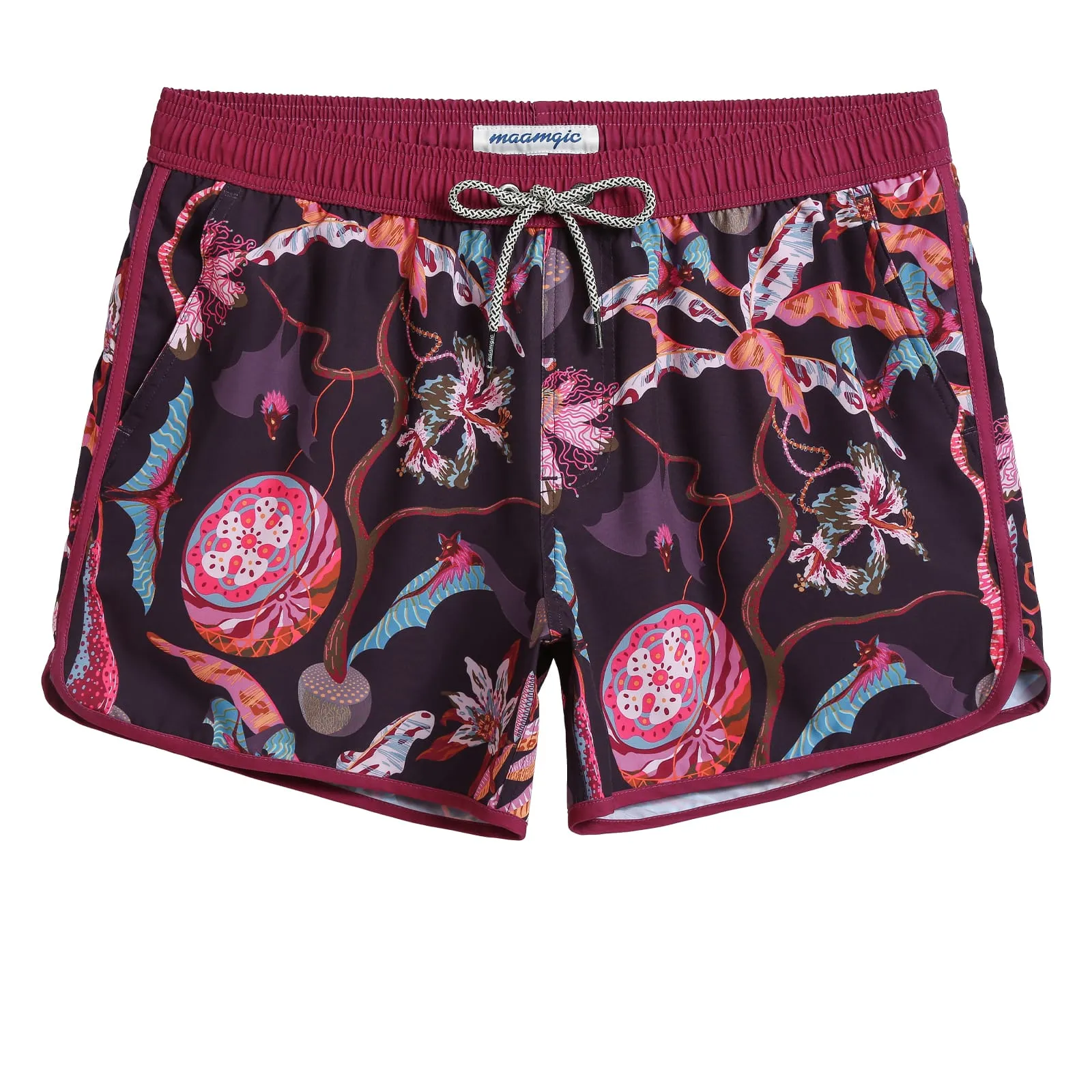 4.5 Inch Inseam Vintage Stretch Night Bat Swim Trunks