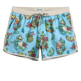 4.5 Inch Inseam Vintage Stretch Tiki Drink Swim Trunks