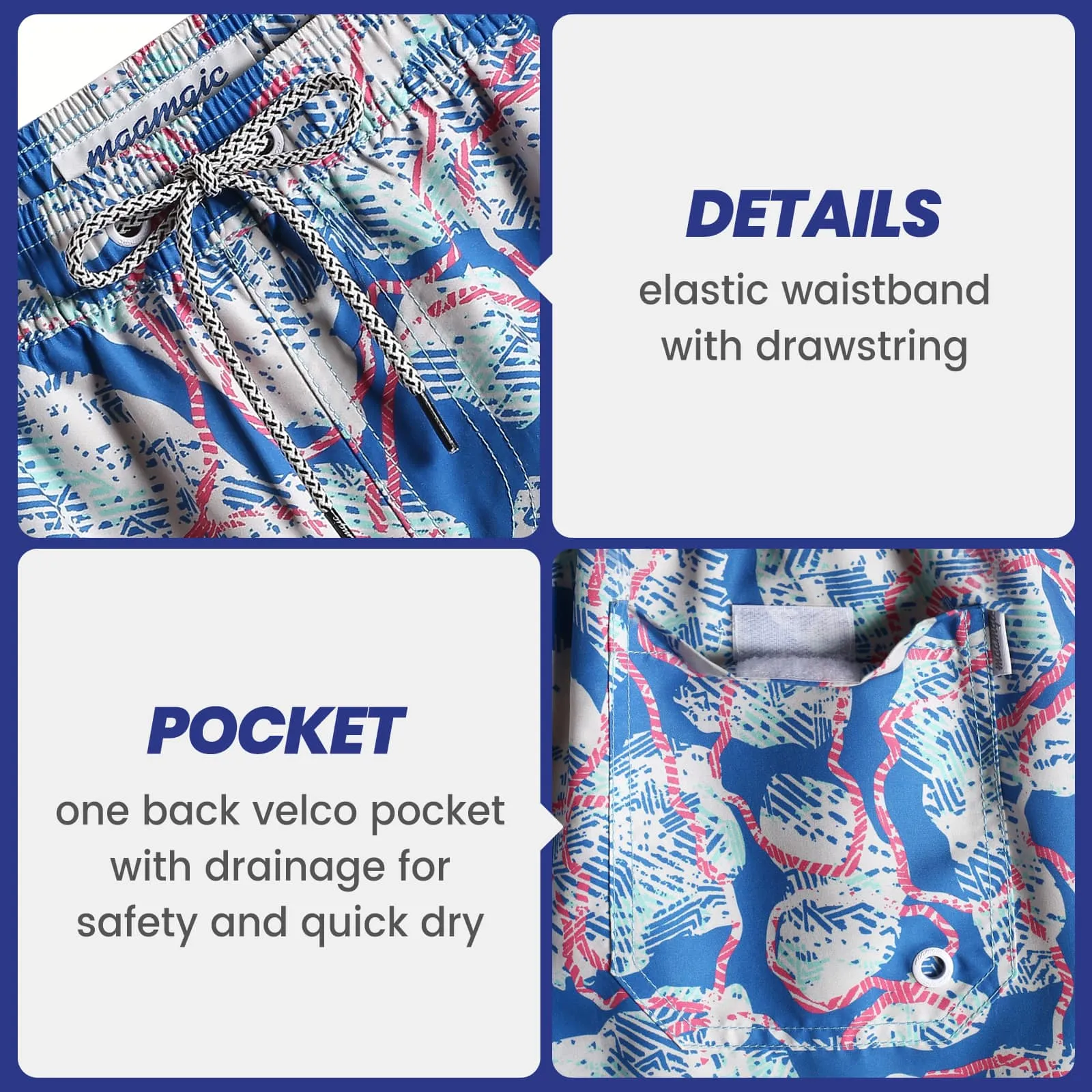 5.5 Inch Inseam Blue Polar Bear Swim Trunks