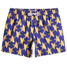 5.5 Inch Inseam Stretch Blue Star Swim Trunks