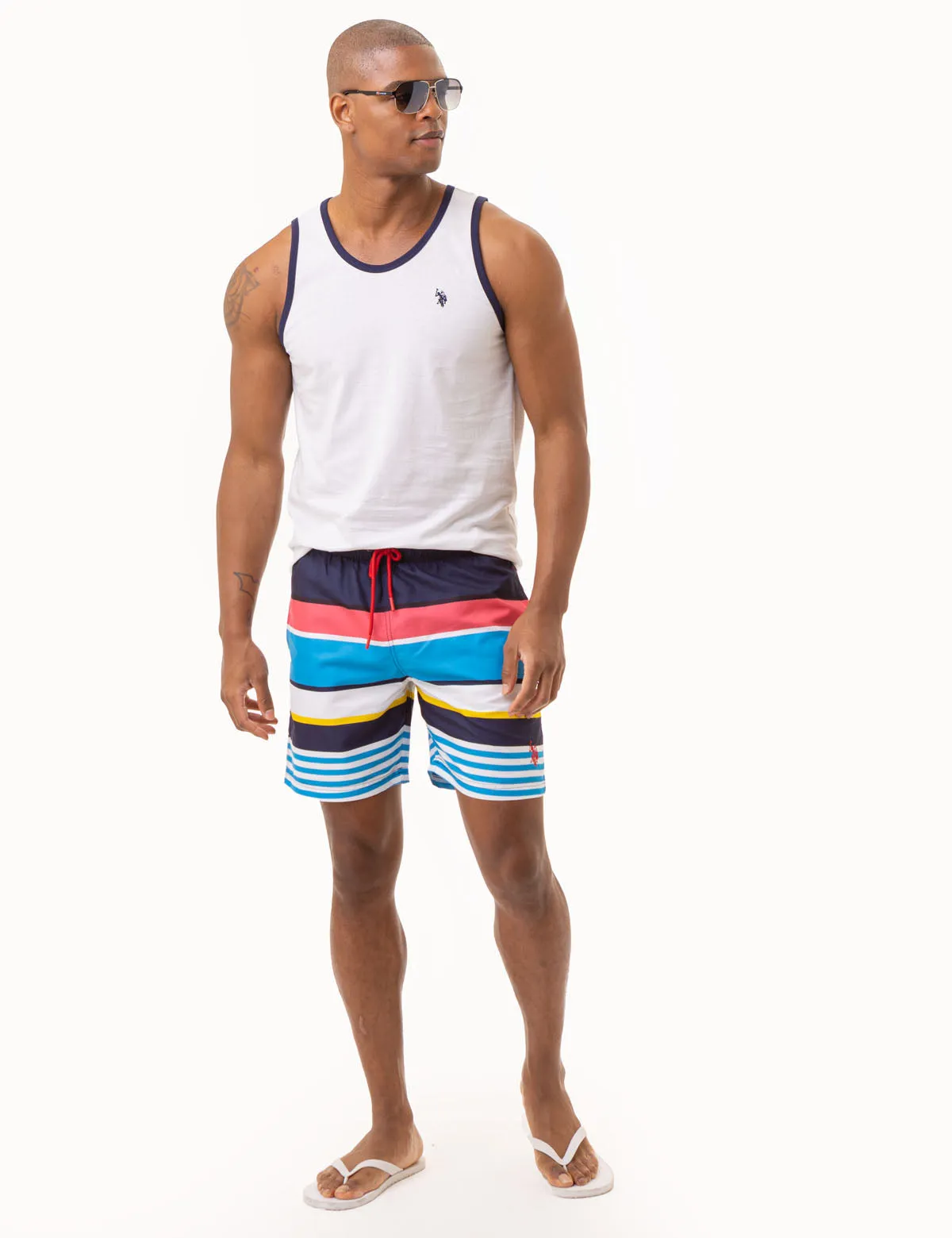 7 STRIPE SWIM TRUNKS