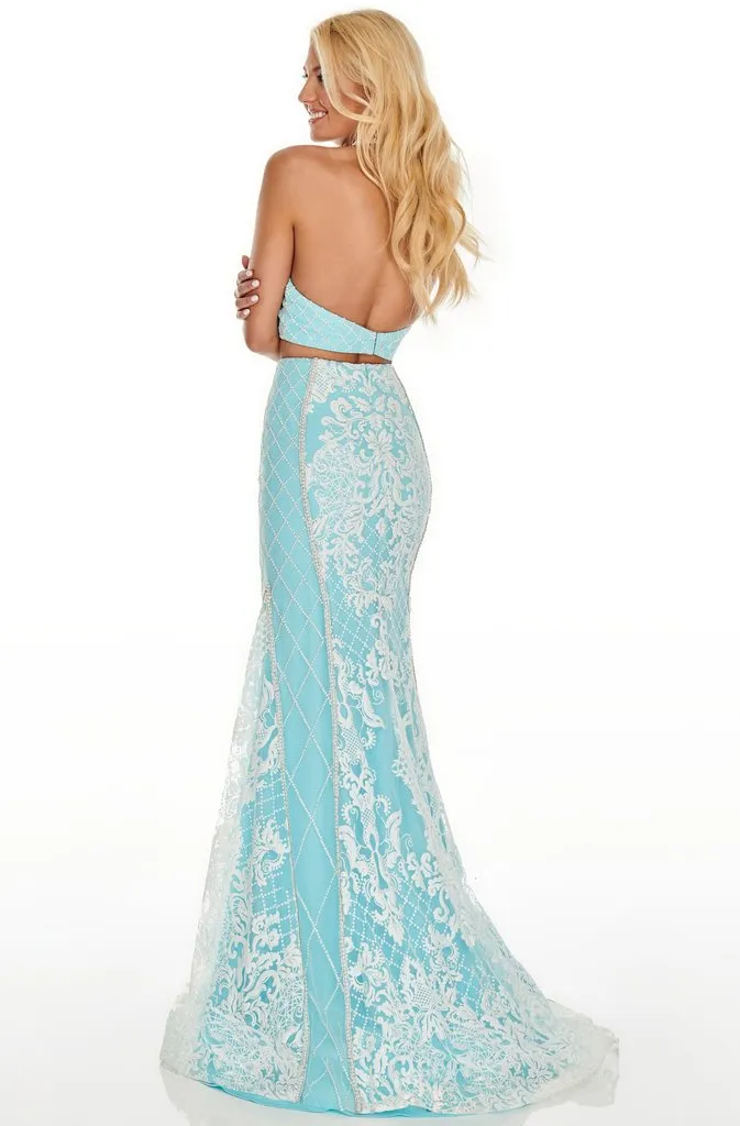 7003 Prom Dress Aqua/White