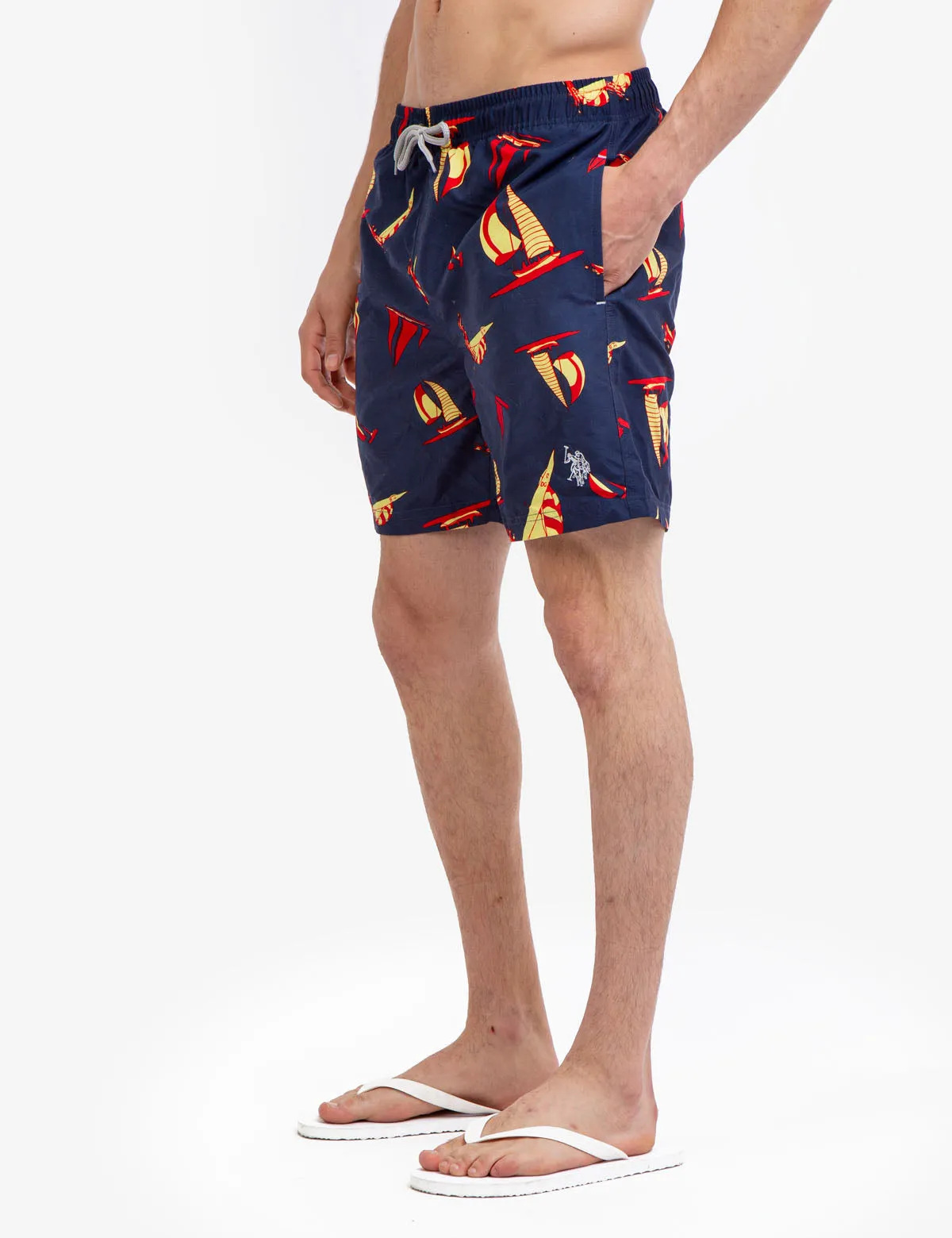 7" SAILBOAT PRINT SWIM TRUNKS