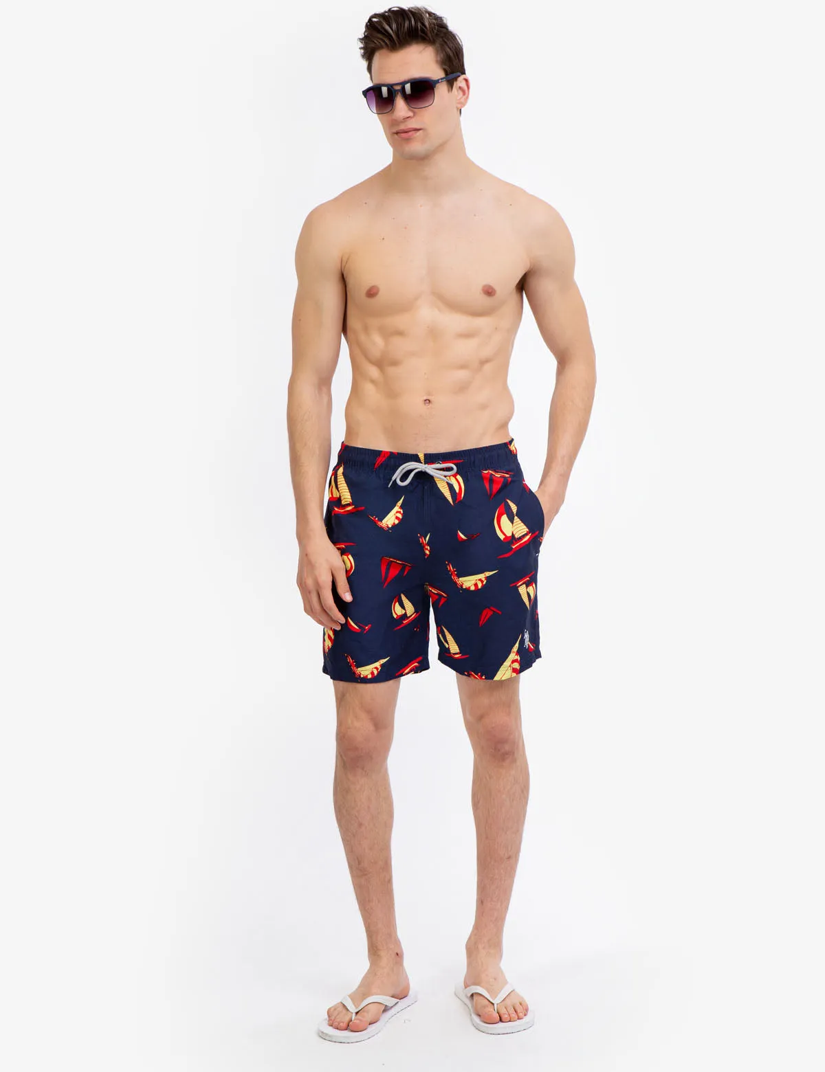 7" SAILBOAT PRINT SWIM TRUNKS