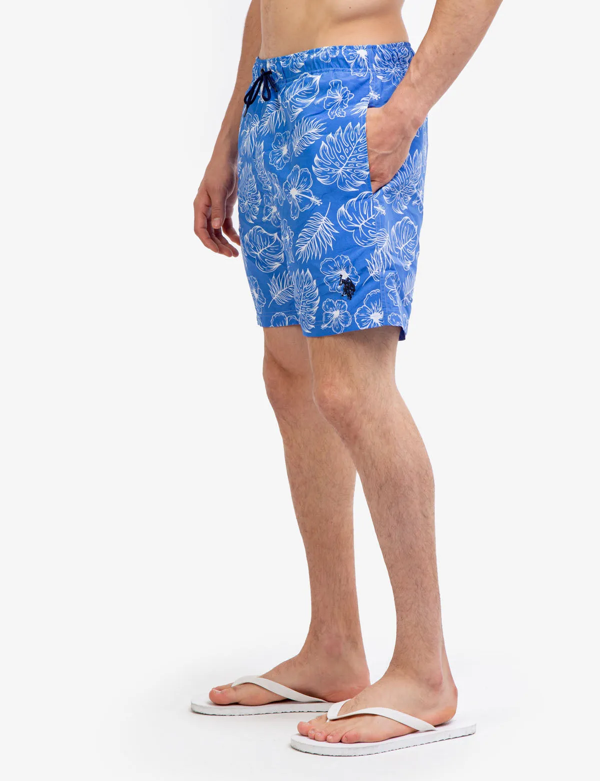 7" TROPICAL PRINT SWIM TRUNKS