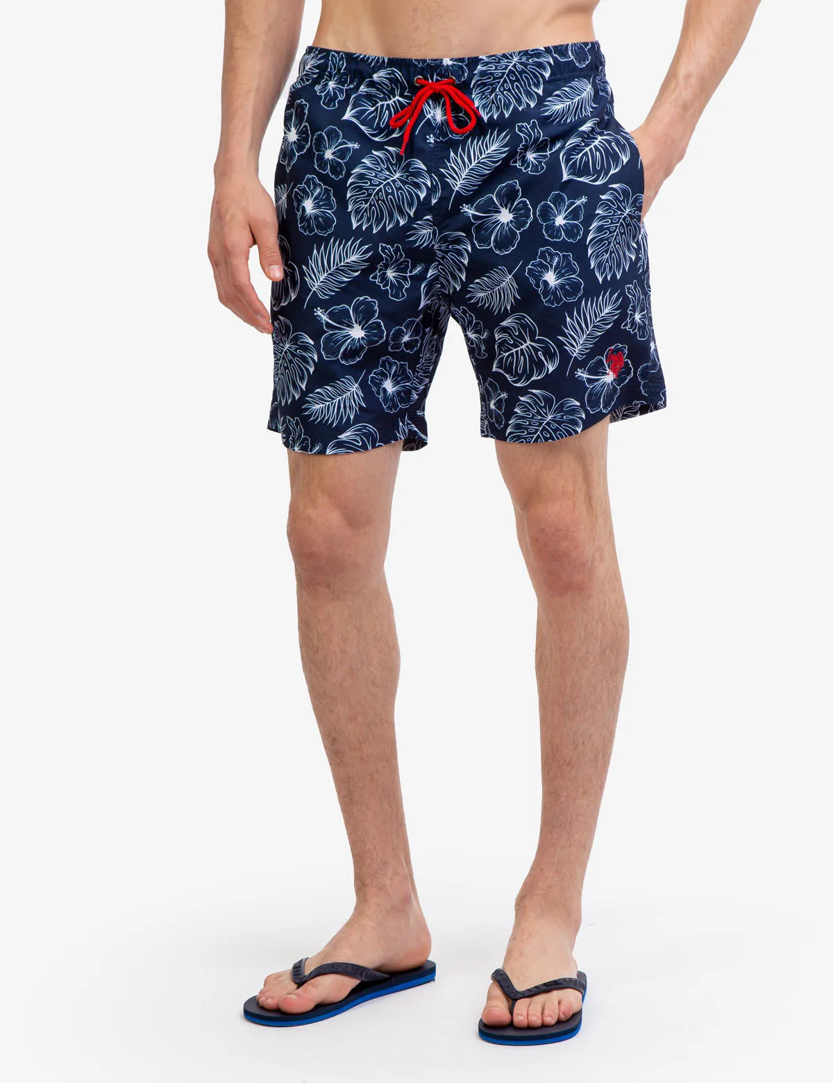 7" TROPICAL PRINT SWIM TRUNKS