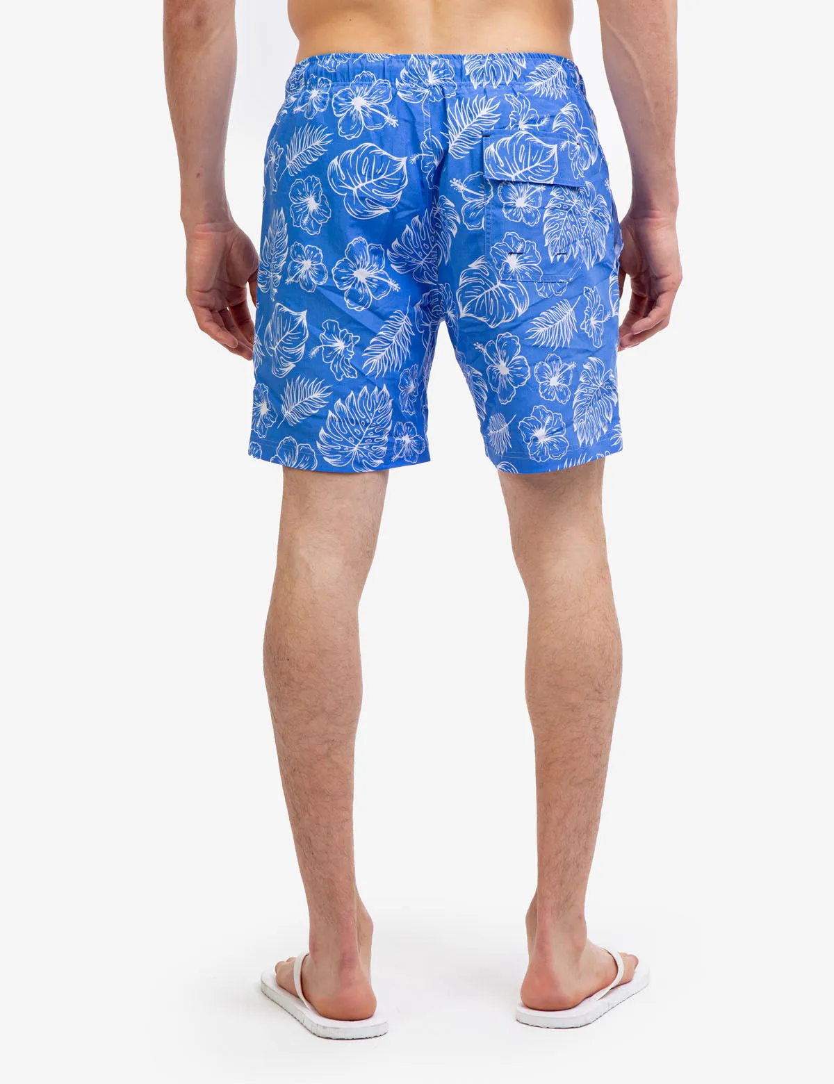 7" TROPICAL PRINT SWIM TRUNKS