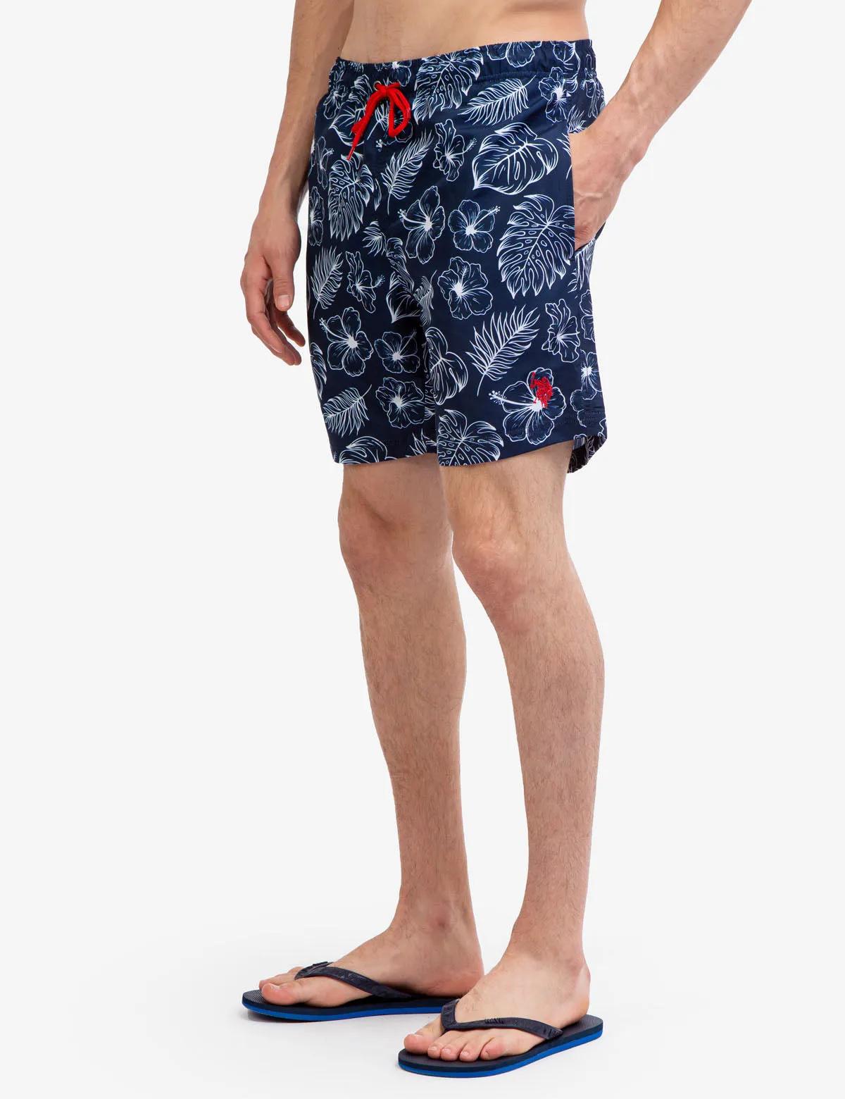 7" TROPICAL PRINT SWIM TRUNKS