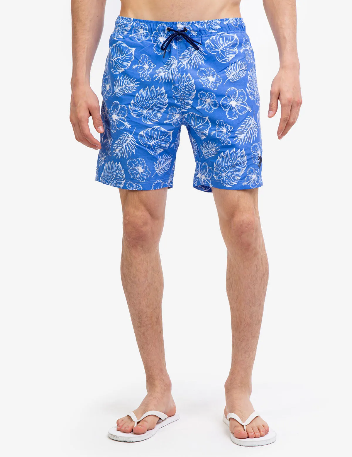 7" TROPICAL PRINT SWIM TRUNKS