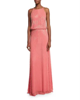 Aidan Mattox - Beaded Halter Neck Dress 54470000 in Sherbert -  1 Pc Sherbert in Size 14 Available