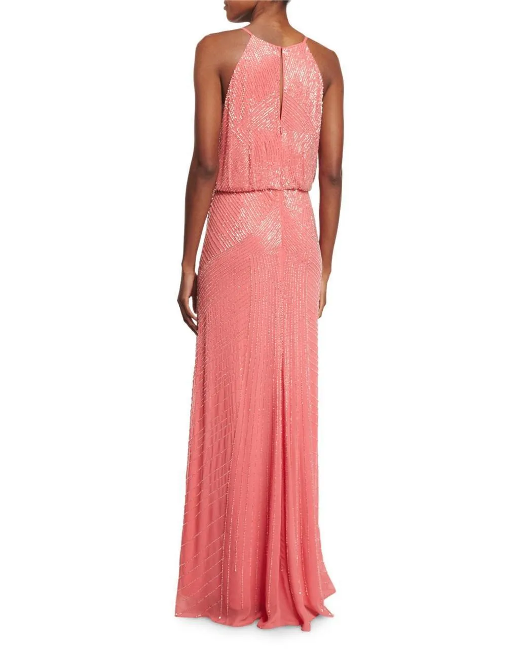 Aidan Mattox - Beaded Halter Neck Dress 54470000 in Sherbert -  1 Pc Sherbert in Size 14 Available