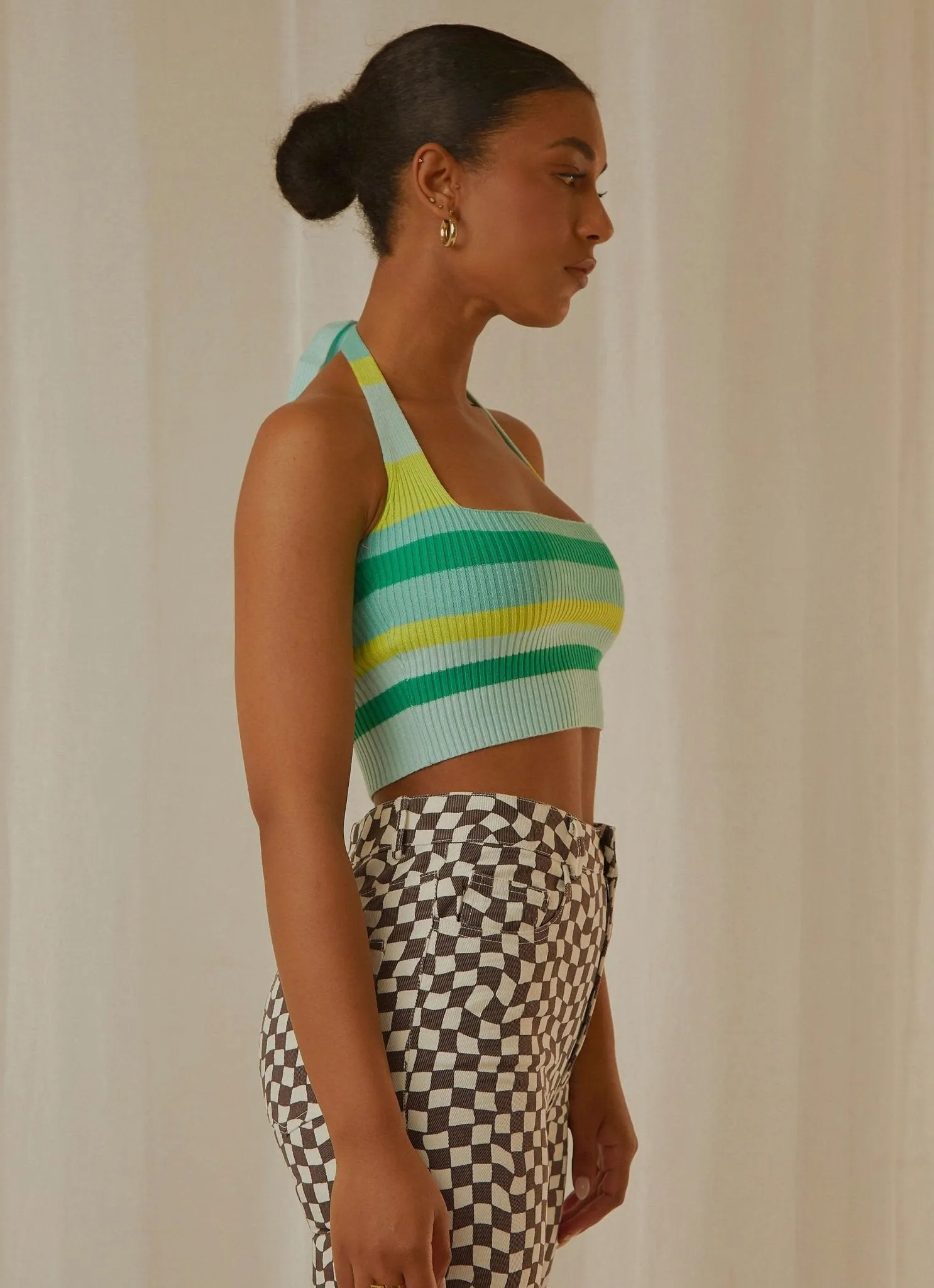 Alba Knit Crop - Ocean Stripe