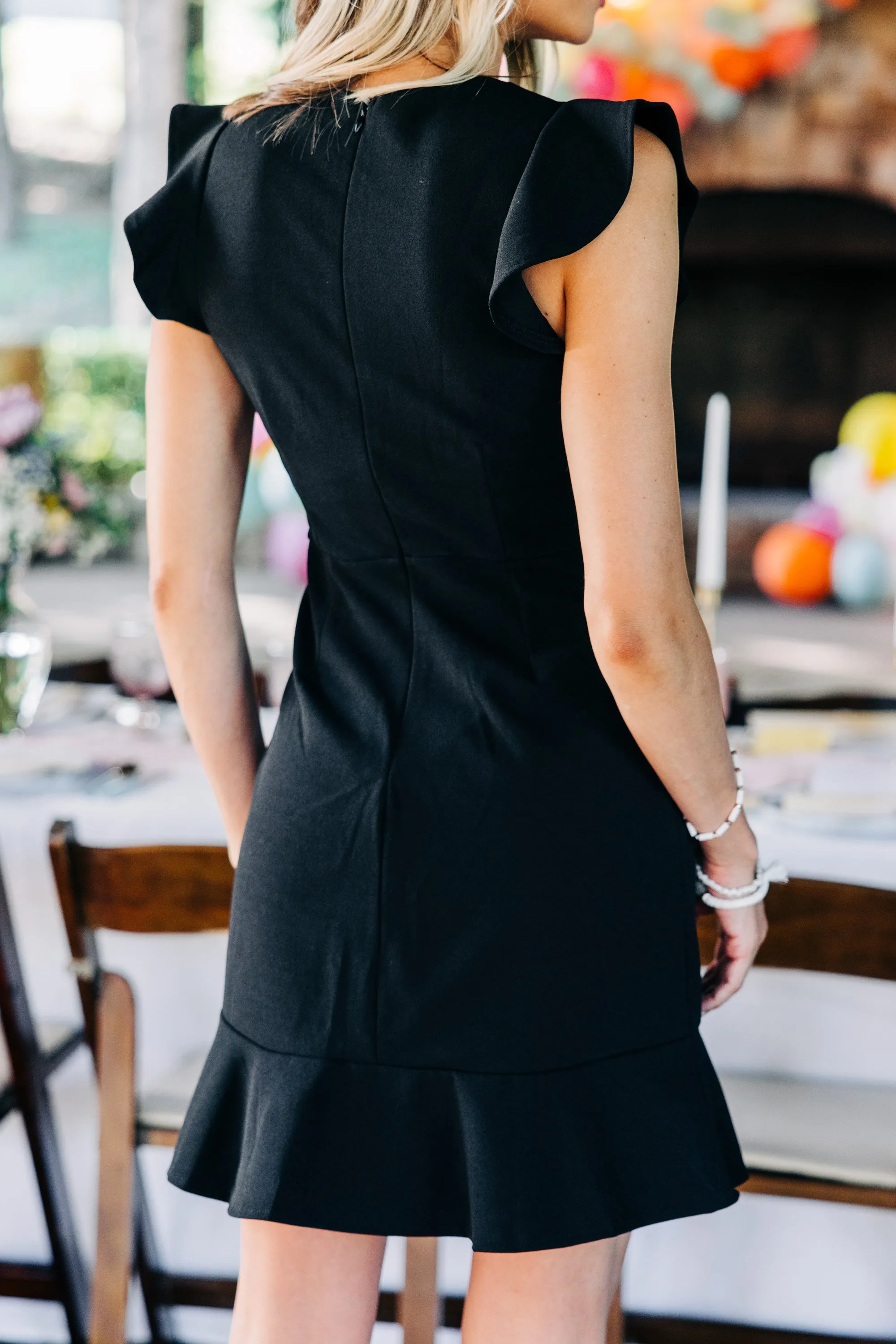 All My Life Black Ruffled Dress