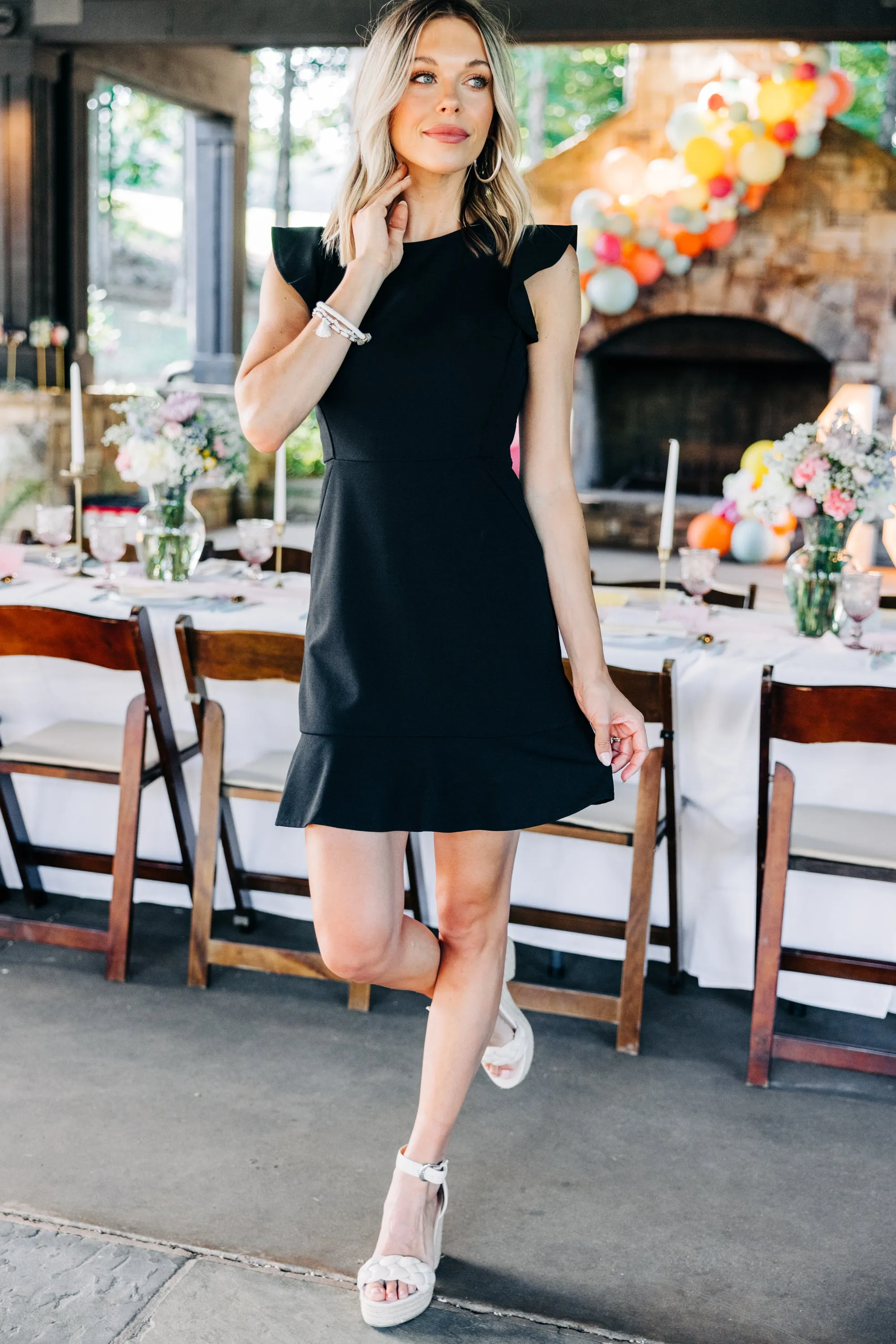 All My Life Black Ruffled Dress