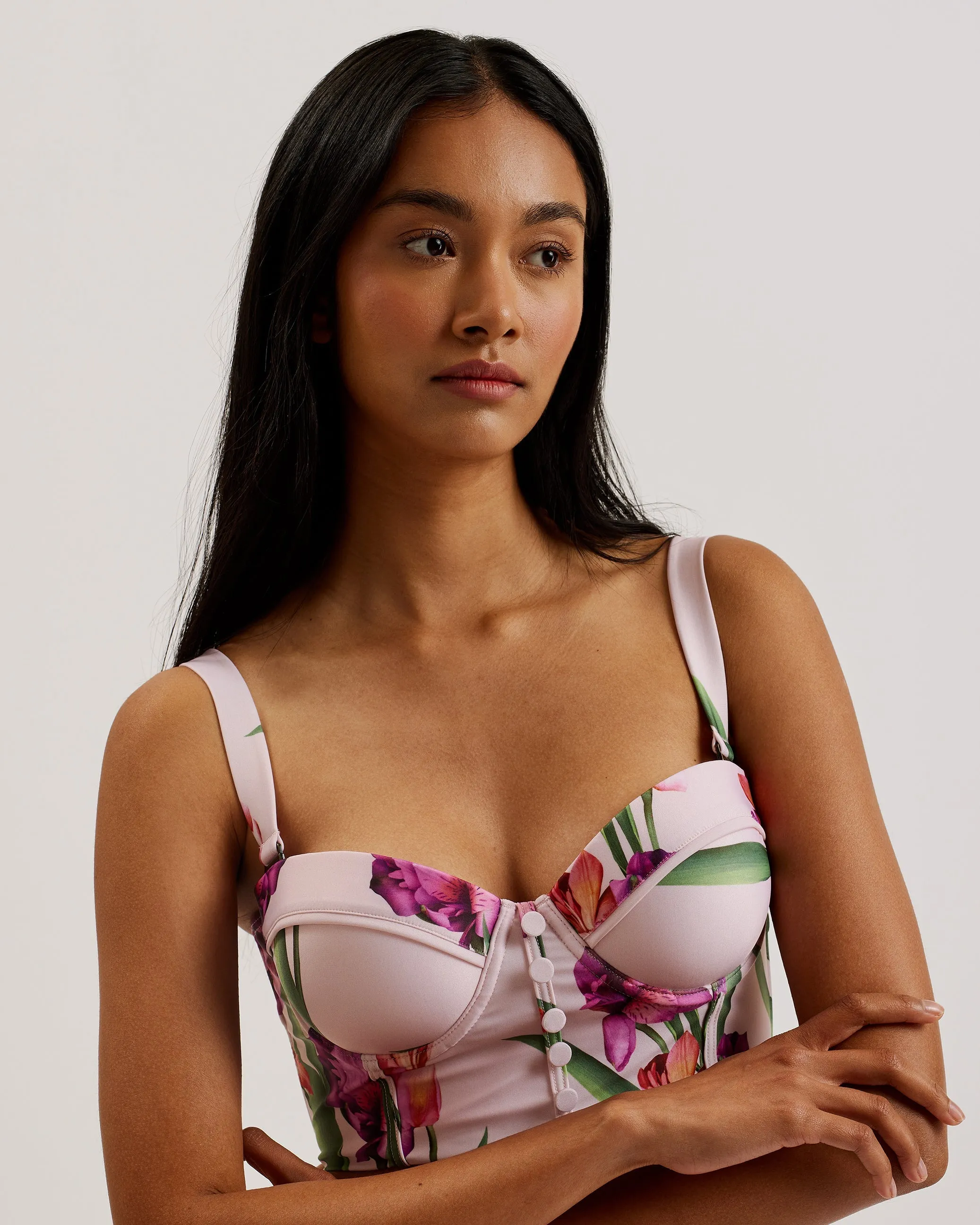 Allynaa Longline Cupped Bikini Top Lt-Pink