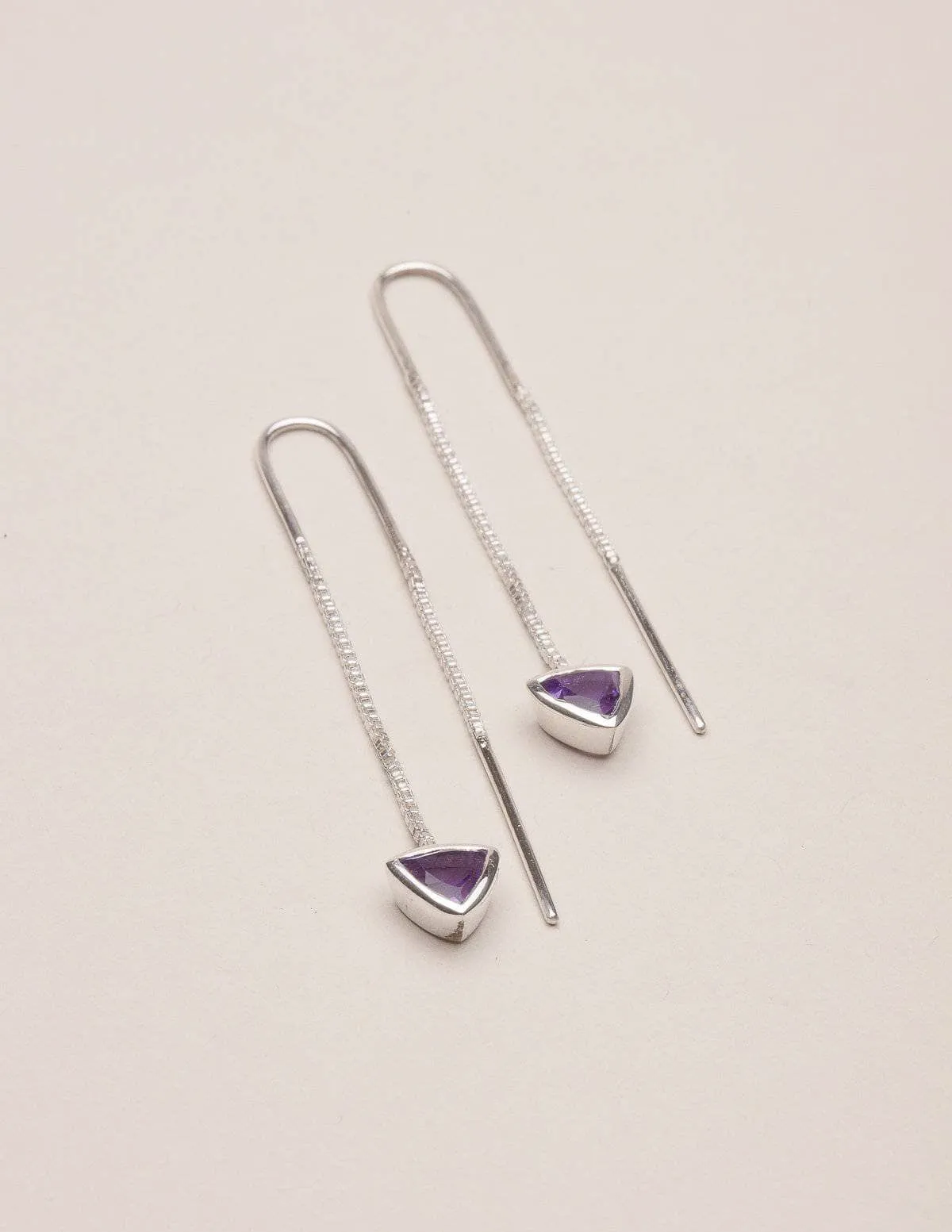 Amethyst Triangle Earrings