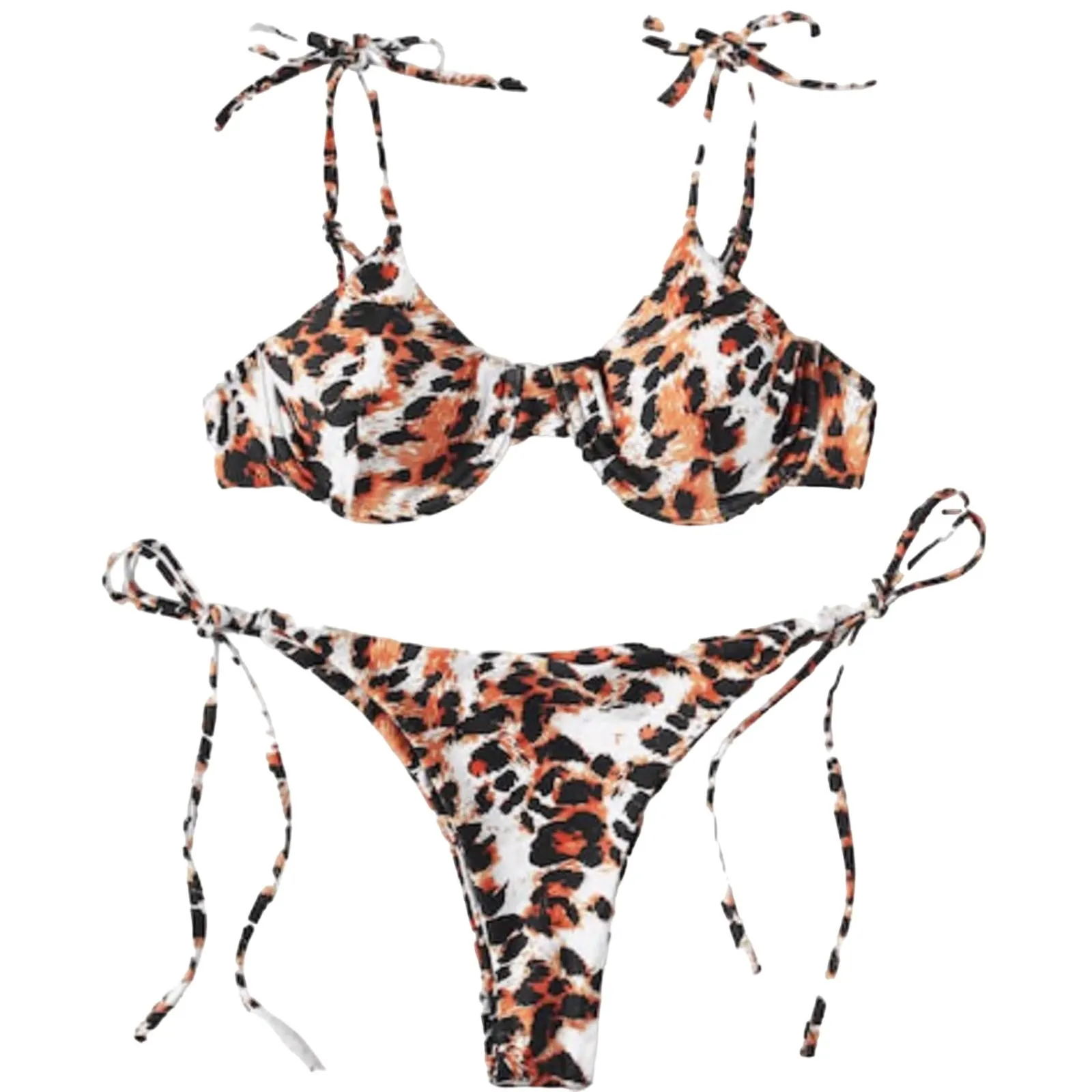 Animal Print Tie 2 Piece Bikini Size Medium NWOT