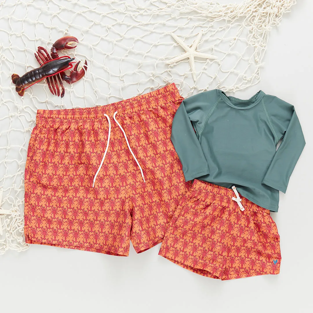 Baby Boys Swim Trunk - Orange Lobsters