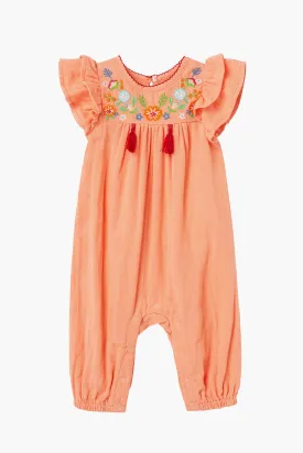 Baby Girls Peek Kids Coral Romper (Size 6/12M left)