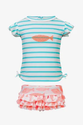 Baby Girls Swimsuit Tropical Fish Ruffle (Size 6/12M left)