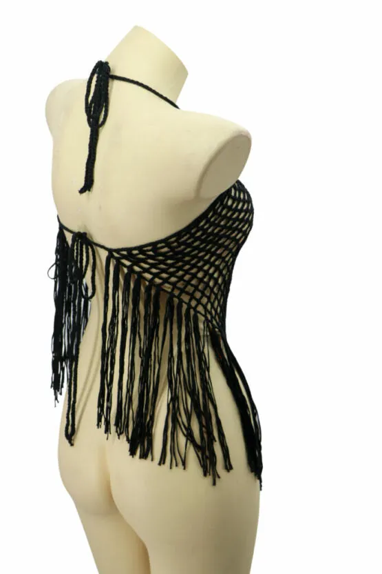 Black Crochet Cover Up Halter Top