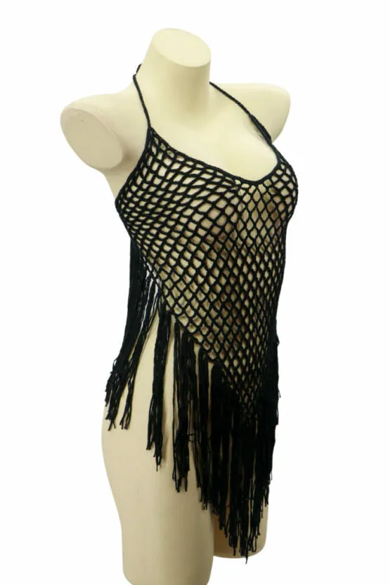 Black Crochet Cover Up Halter Top