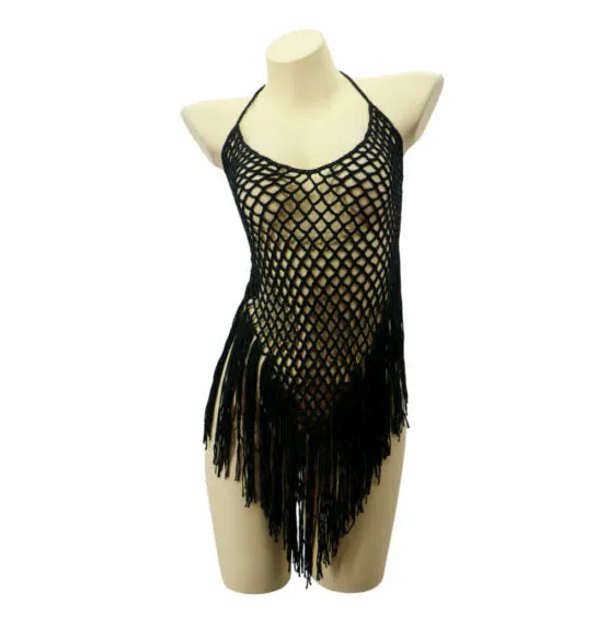 Black Crochet Cover Up Halter Top