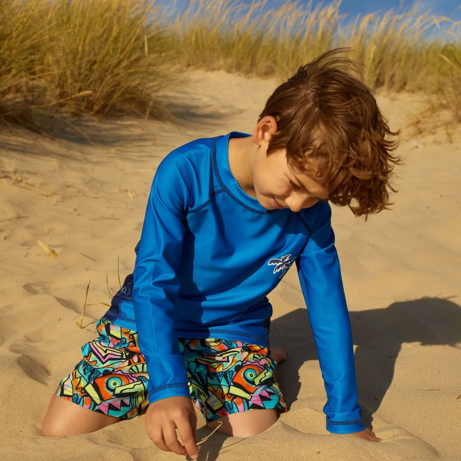 Boys Abstract Printed Stretch Swim Trunks