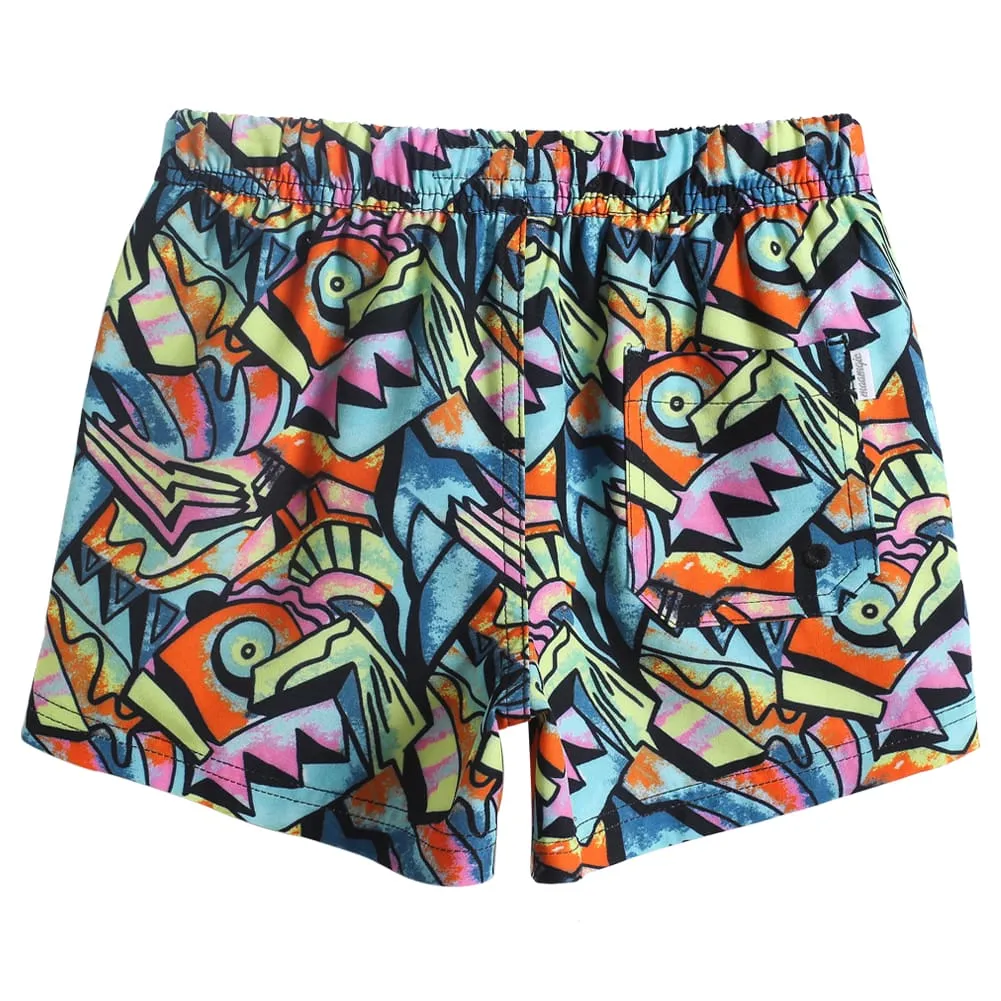 Boys Abstract Printed Stretch Swim Trunks