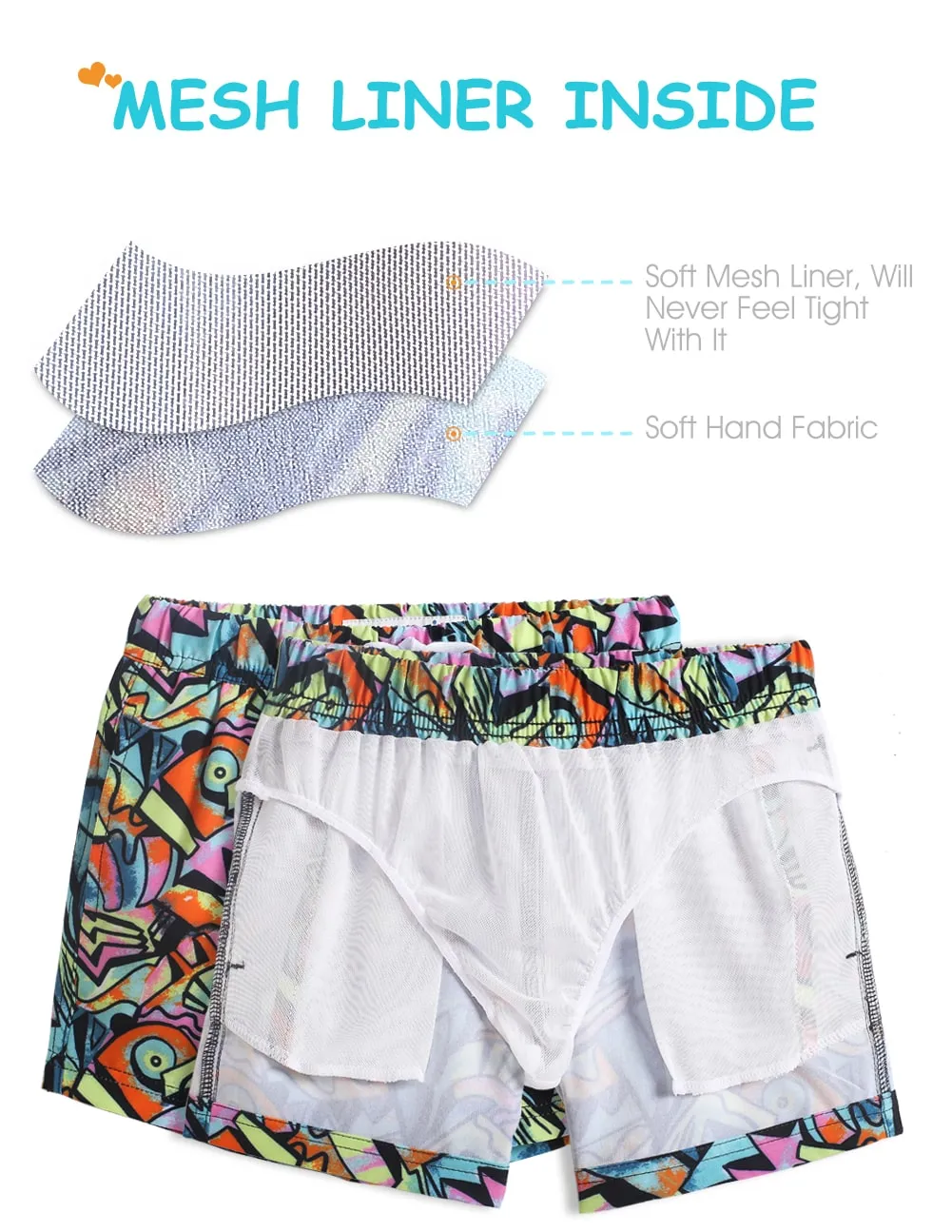 Boys Abstract Printed Stretch Swim Trunks