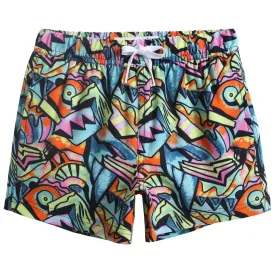 Boys Abstract Printed Stretch Swim Trunks