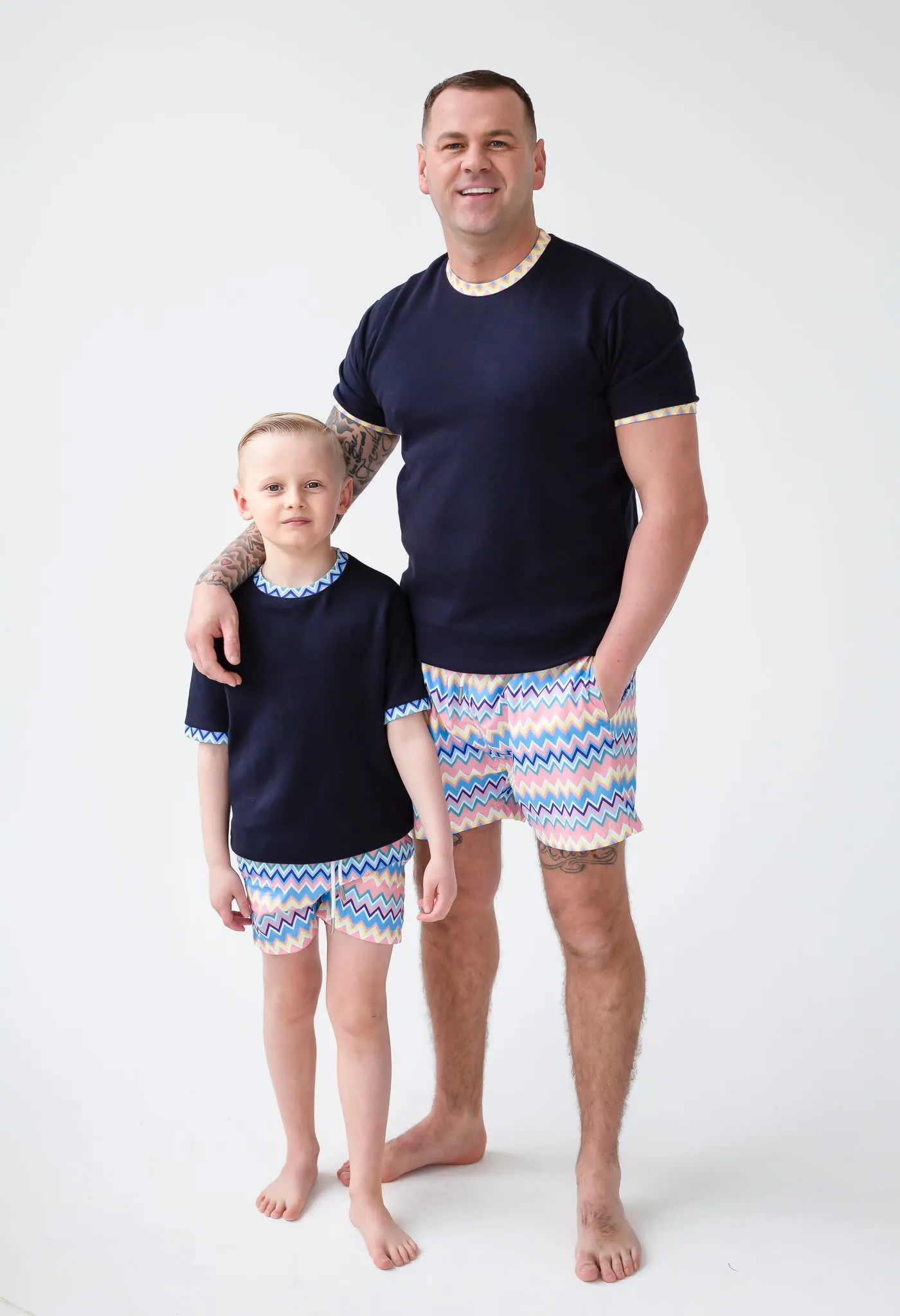 Boys Navy Zig Zag Swimshorts