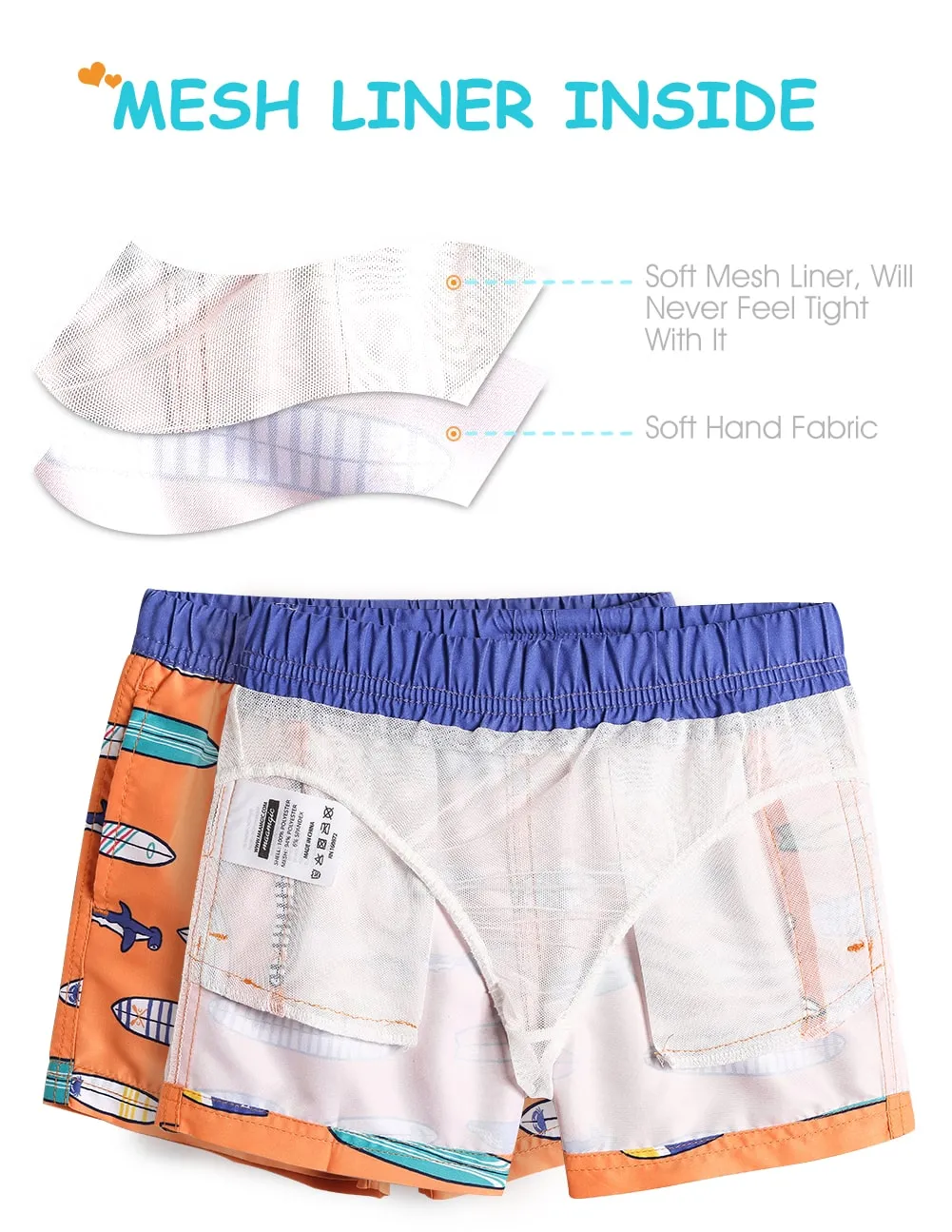 Boys Orange Surfboard Swim Trunk