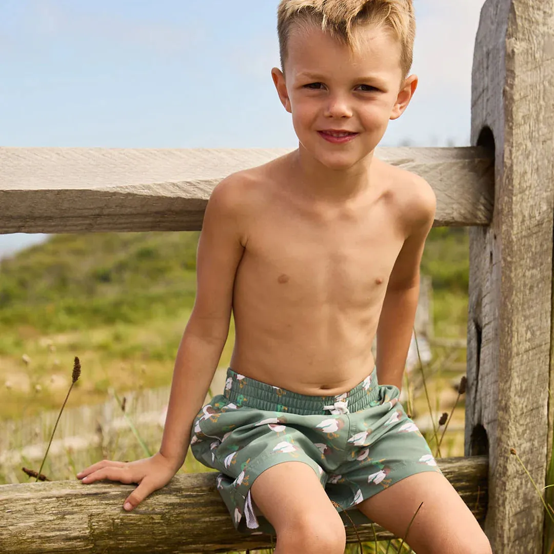 Boys Swim Trunk - Green Mallard Friends