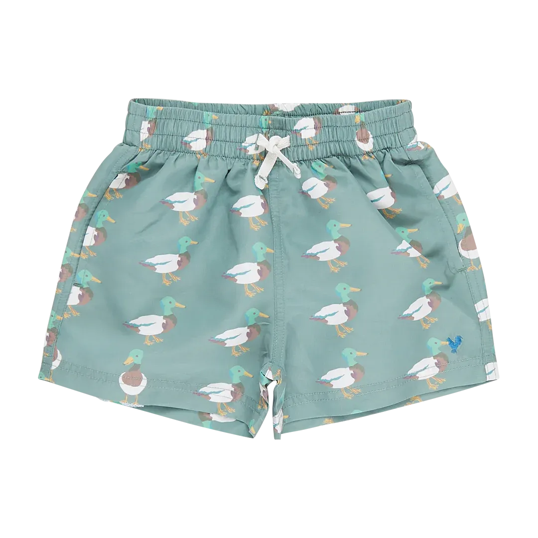 Boys Swim Trunk - Green Mallard Friends