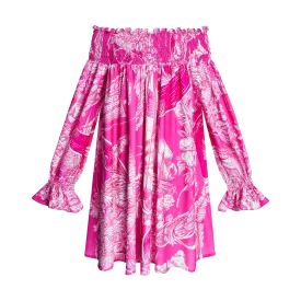 BREAST CANCER SHOULDER SMOCK DRESS-PINK