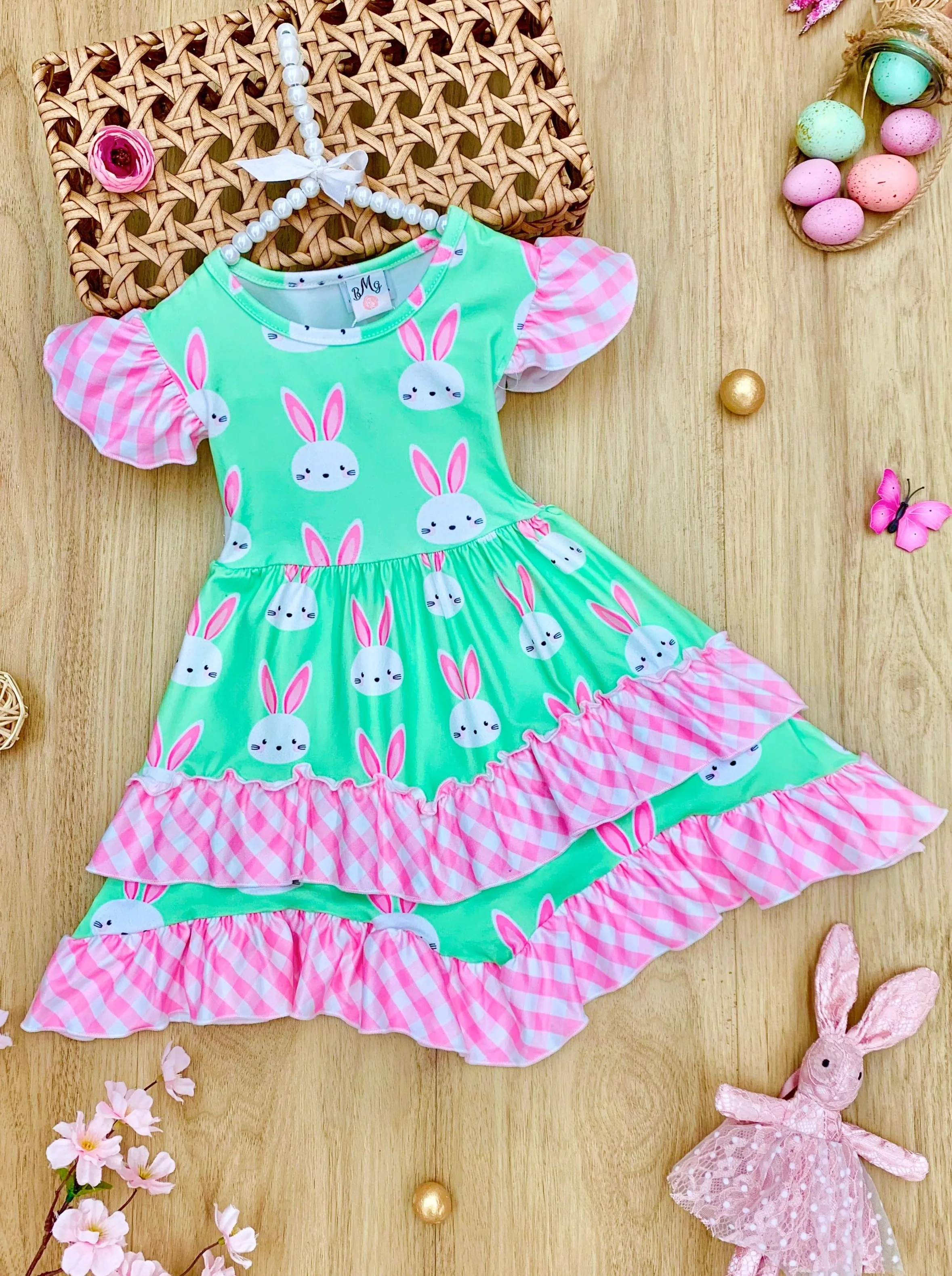 Bunny Gingham Tiered Dress